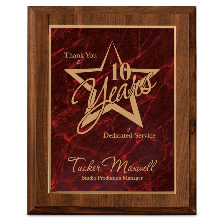 8" x 10" Cherry Finish Plaque with Red Marbleized Plate