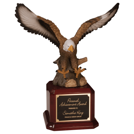 Hand Painted Eagle on a Rosewood Finish Base