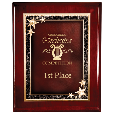 7" x 9" Premium Rosewood Finish Plaque wiht Red Starburst Plate