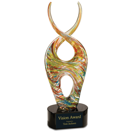 14" Color Twist Art Glass