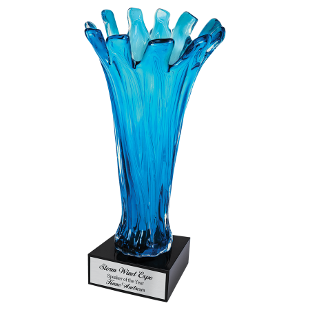 12 1/2" Blue Cup Art Glass