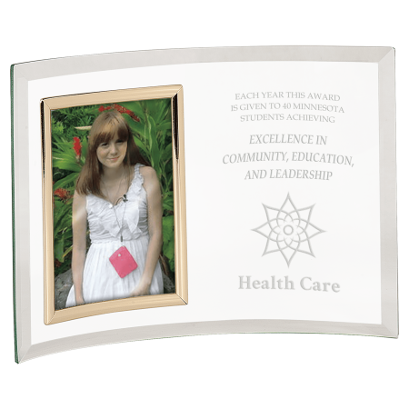 10" x 7" Jade Glass Crescent with 3 1/2" x 5" Picture Frame