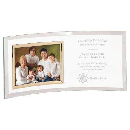 12" x 5 1/2" Jade Glass Crescent with 5" x 3 1/2" Picture Frame