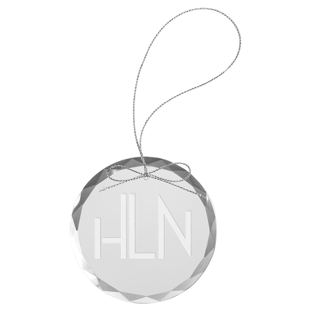 3 1/4" Clear Round Glass Ornament with Silver String