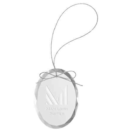 3 1/4" Clear Oval Glass Ornament with Silver String