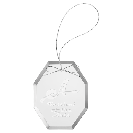 3 3/4" Clear Octagon Glass Ornament with Silver String