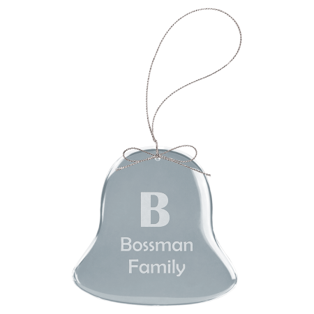3" Clear Bell Glass Ornament with Silver String