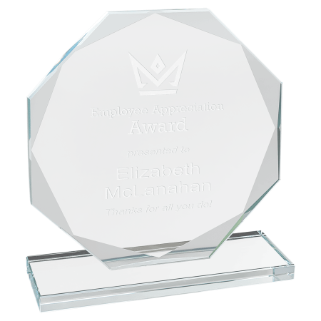 6" Octagon Clear Glass Award