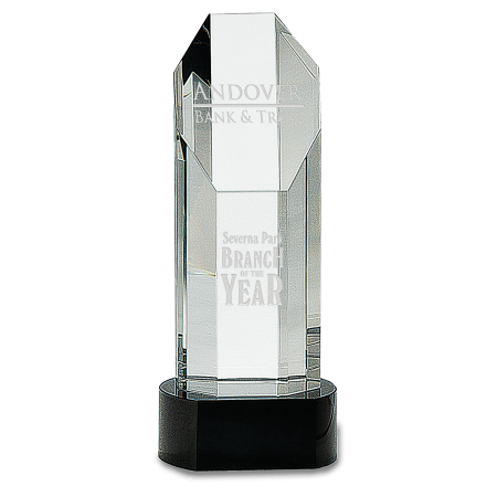 9 3/4" Octagon Slant-Top Crystal on Black Pedestal Base