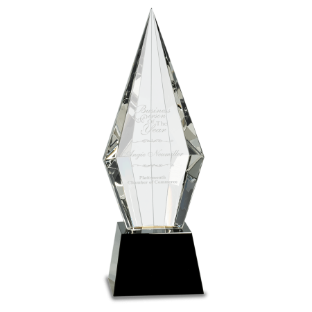 11" Obelisk Facet Crystal on Pedestal Base