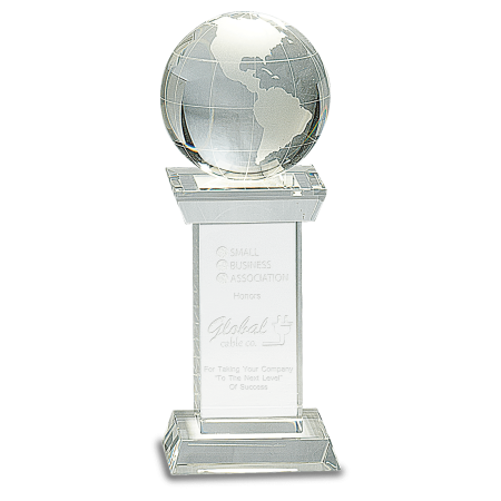 8" Crystal Globe on Clear Tower