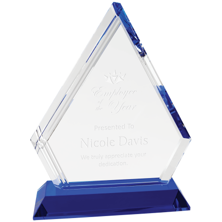 7 3/4" Crystal Diamond on Blue Pedestal Base