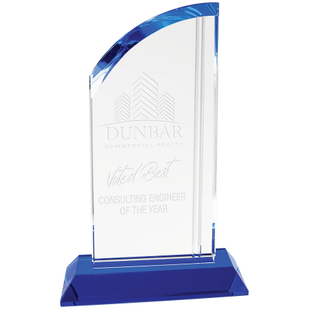8 3/4" Crystal Arch with Blue Base