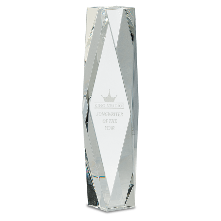 12" Clear Crystal Facet Tower