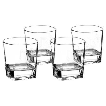8 oz. Rectangle Rocks Glasses in a Gift Box (Same Glass as the DCG351 Decanter Set) Sold in Sets of 4, 6 Sets Per Case  (Gift Box has a White Sleeve)