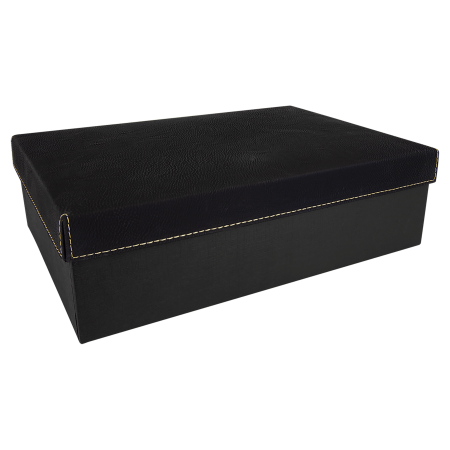 12" x 8" Black/Gold Gift Box with Laserable Leatherette Lid