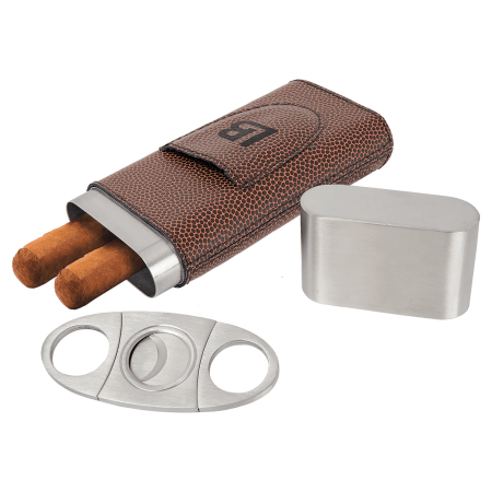 Football Laserable Leatherette Cigar Case with Cutter