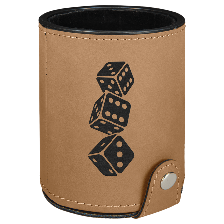 Laserable Leatherette Dice Cup with 5 Dice