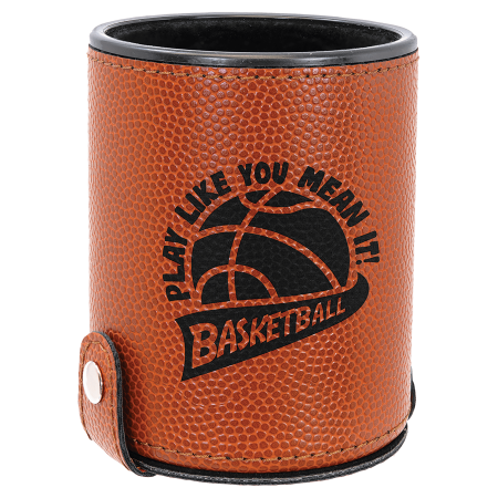 Basketball Laserable Leatherette Dice Cup with 5 Dice
