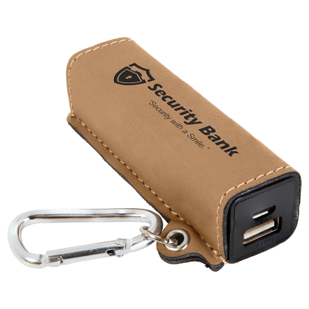 Laserable Leatherette 2200 mAh Power Bank with USB Cord