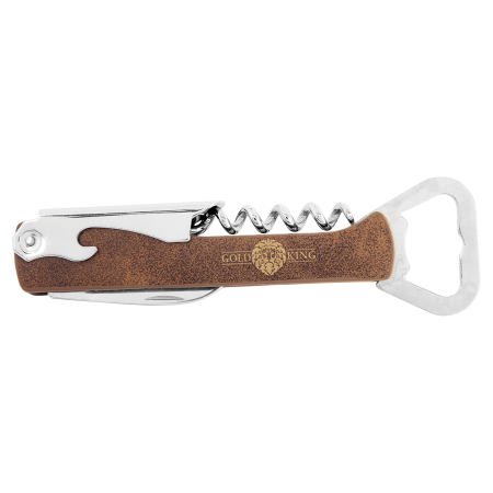 Rustic/Gold Laserable Leatherette Wine Bottle Opener