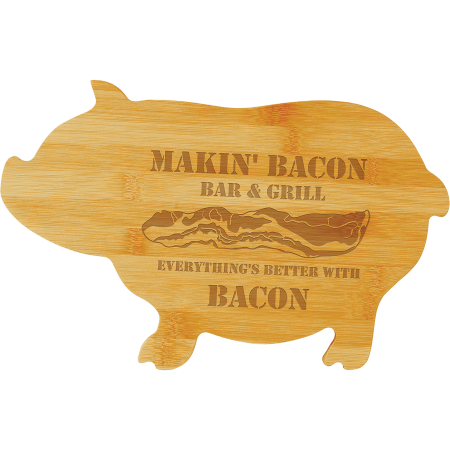 13 3/4" x 8 3/4" Bamboo Pig Shaped Cutting Board
