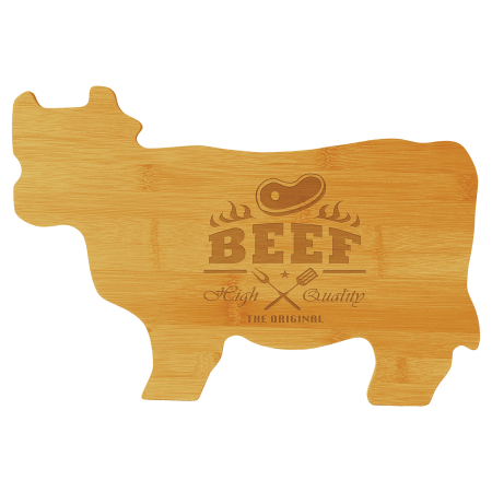 14 3/4" x 9 3/4" Bamboo Cow Shaped Cutting Board