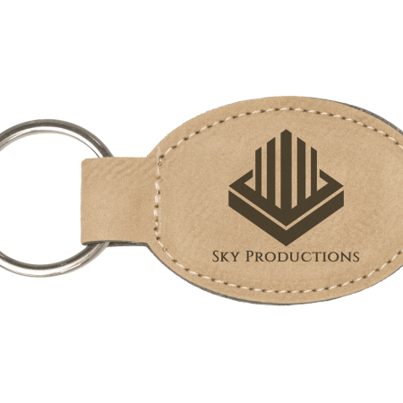 3" x 1 3/4" Laserable Leatherette Oval Keychain