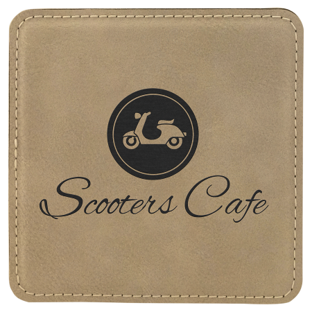 4" x 4" Square Laserable Leatherette Coaster