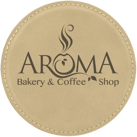 4" Round Laserable Leatherette Coaster