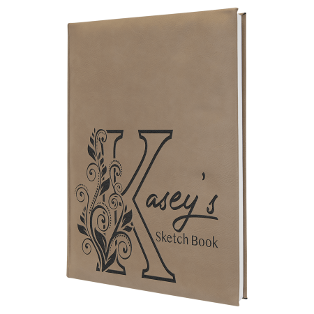 7" x 9 3/4" Laserable Leatherette Sketch Book with Unlined Notepad