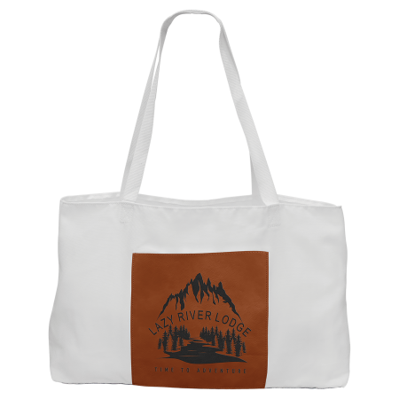 19" x 12" White Bag with 5" Rawhide Laserable Leatherette Gusset