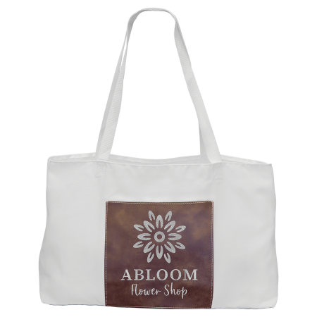 19" x 12" White Bag with 5" Rustic/Silver Laserable Leatherette Gusset