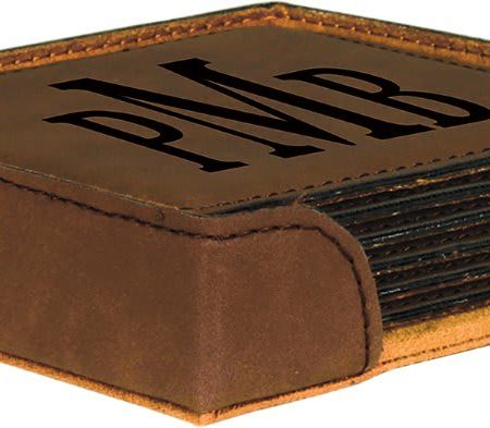 4" x 4" Square Laserable Leatherette 6-Coaster Set