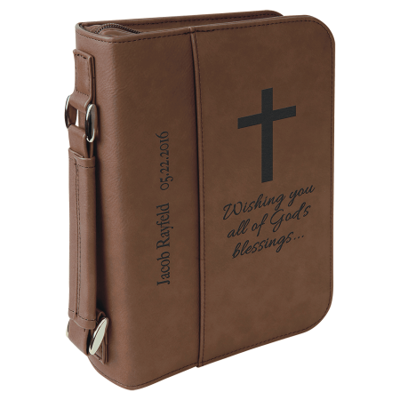 6 3/4" x 9 1/4" Leatherette Book/Bible Cover with Handle & Zipper