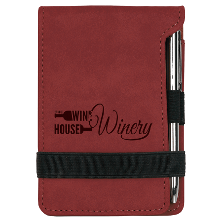 3 1/4" x 4 3/4" Rose Laserable Leatherette Mini Notepad with Pen