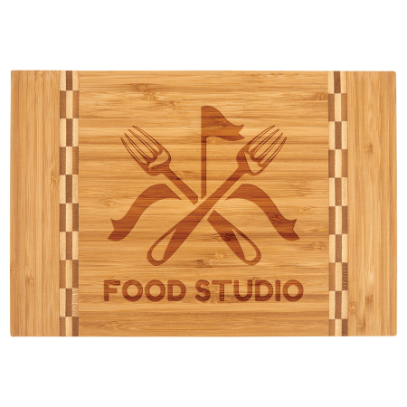 12" x 8 1/4" Bamboo Cutting Board with Butcher Block Inlay