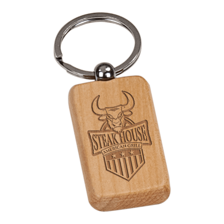 1" x 2" Maple Rectangle Keychain