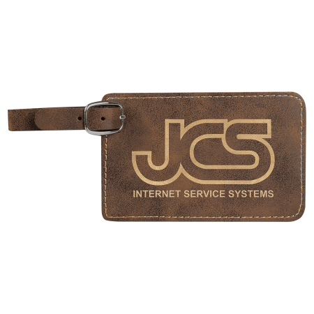 4 1/4" x 2 3/4" Rustic/Gold Laserable Leatherette Luggage Tag