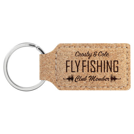 2 3/4" x 1 1/4" Cork Rectangle Keychain