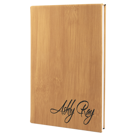 5 1/4" x 8 1/4" Bamboo Laserable Leatherette Journal with Lined Notepad