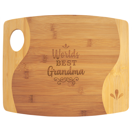 13 3/4" x 11" x 5/16" Bamboo Two Tone Cutting Board with Handle
