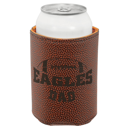 3 3/4" Football Laserable Leatherette Beverage Holder
