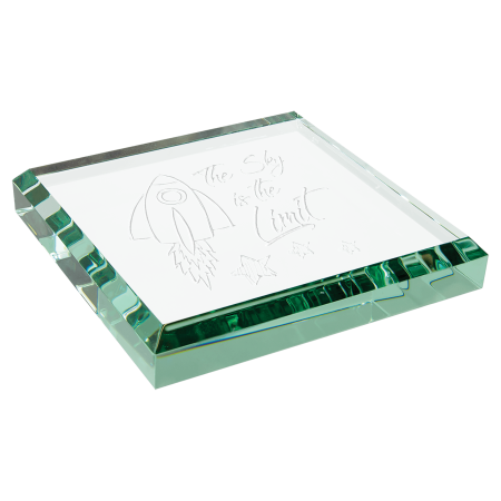 3" x 3" x 1/2" Jade Glass Paperweight