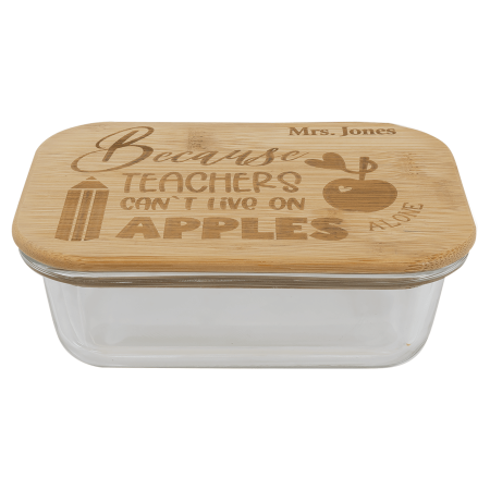 12 oz. Rectangle Glass Container with Bamboo Lid