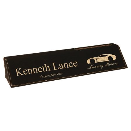 10 1/2" Laserable Leatherette Desk Wedge with Business Card Holder