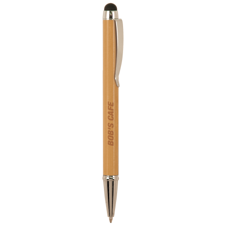 Bamboo with Silver Trim Laserable Pen with Stylus