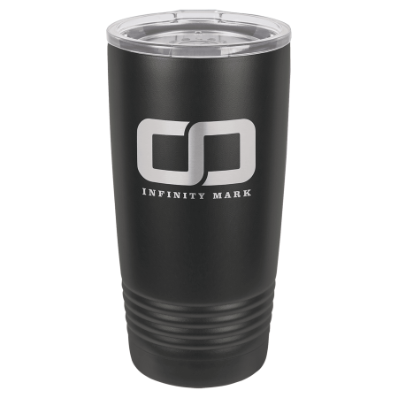 Polar Camel 20 oz. Full Black Ringneck Tumbler with Logo Lid