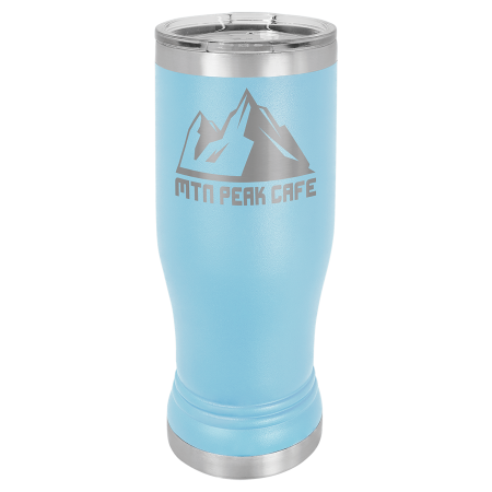 Light Blue 14oz. Polar Camel Pilsner with Clear Lid