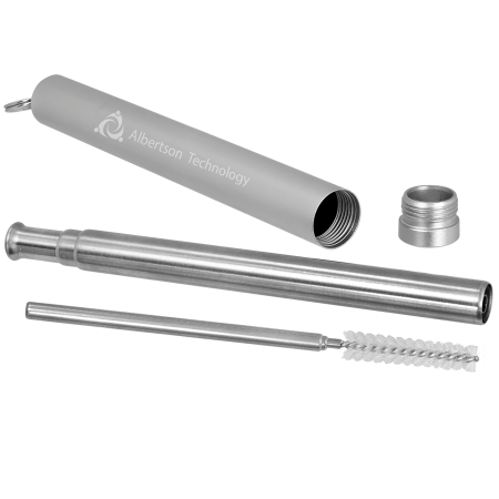 9 1/4" Collapsible Metal Straw with Case and Cleaning Brush